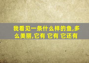 我看见一条什么样的鱼,多么美丽,它有 它有 它还有